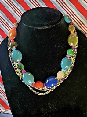 Multicolor Beaded Statement Necklace Like New